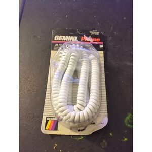 Gemini TA65WHN White 25Ft. Telephone Coil Cord with Plugs